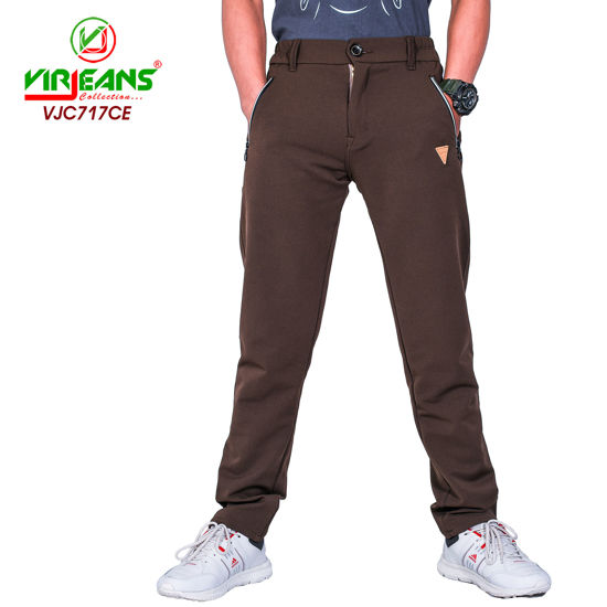 Picture of Virjeans Stretchable Lycra Streetwear Casual Trouser for Men - Coffee