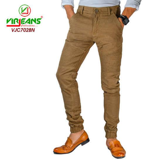 Picture of Virjeans Stretchable Cotton Joggers for Men - Brown