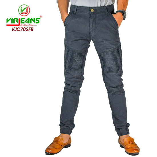 Picture of Virjeans Stretchable Cotton Joggers for Men - Blue