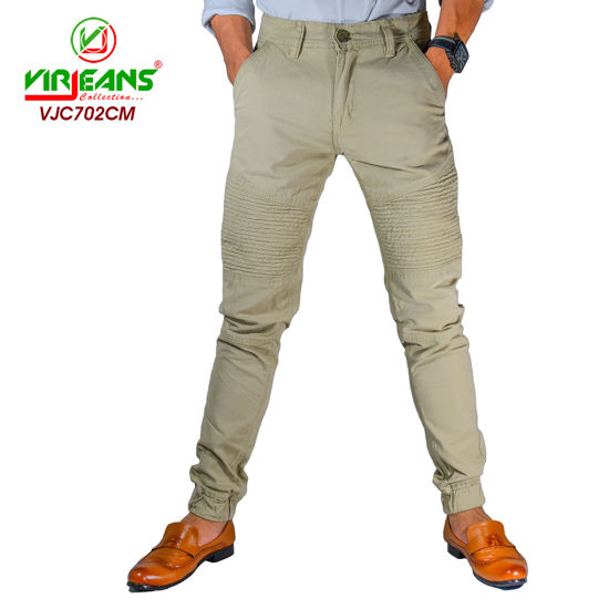 Picture of Virjeans Stretchable Cotton Joggers for Men - Cream