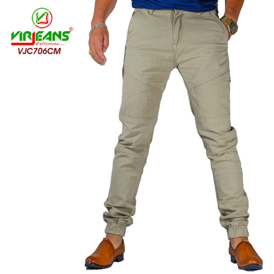 Picture of Virjeans Stretchy Ripped Design Biker Cotton Joggers - cream