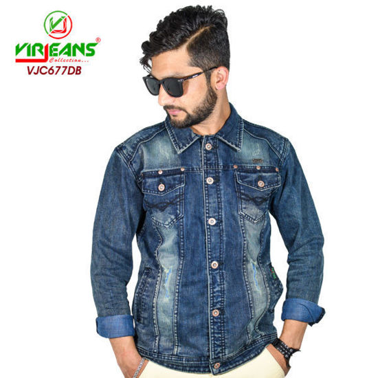 Picture of Virjeans Denim Jeans Non-Stretchable Jacket For Men - Light Blue