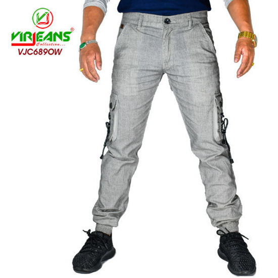 Picture of Virjeans - Linen Box (Cargo) Joggers for Men - VJC 689 - Off White