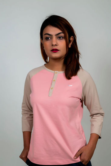 Picture of Sonam Women's Henley T_Shirt Pink