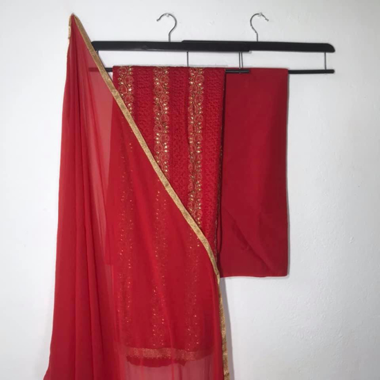 Cotton Zari & Kundan Embroidery Suit
