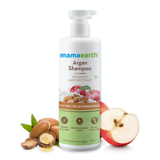 Picture of Mamaearth Argan Shampoo with Argan & Apple Cider Vinegar for Frizz-free & Stronger Hair - 250 ml
