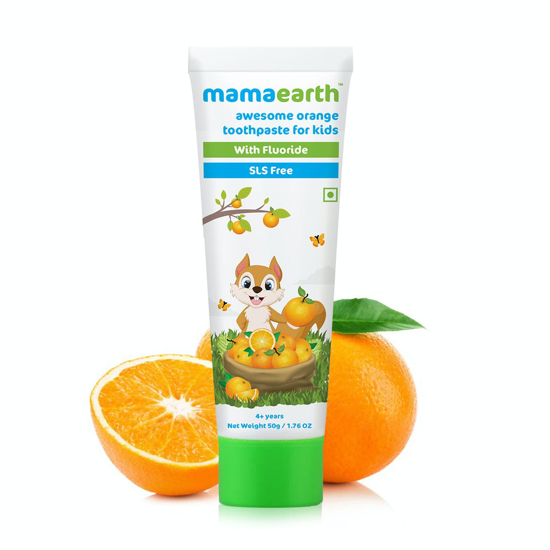 Picture of Mamaearth Sulfate Free Awesome Orange Toothpaste For Kids With Fluoride- 50gm