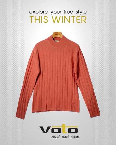 Picture of Orange High Neck Sweater