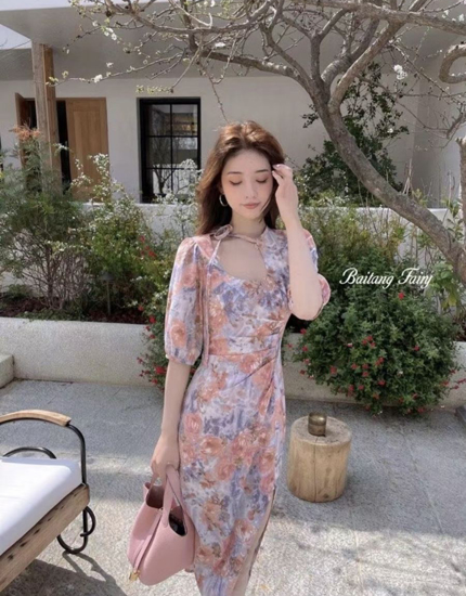 Picture of Long Slit Floral Dress