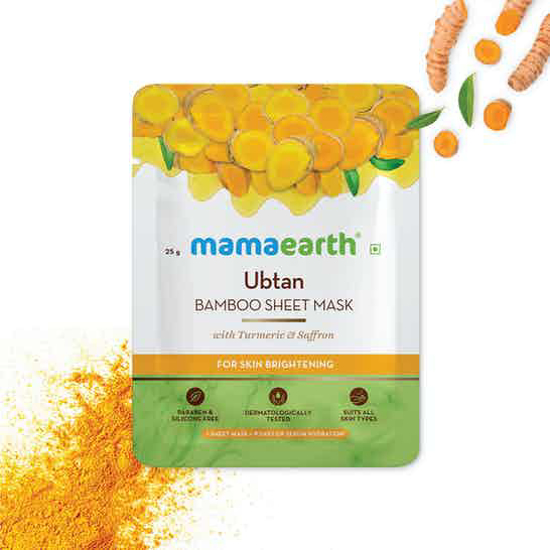 Picture of Mamaearth Ubtan Bamboo Sheet Mask with Turmeric & Saffron - 25G
