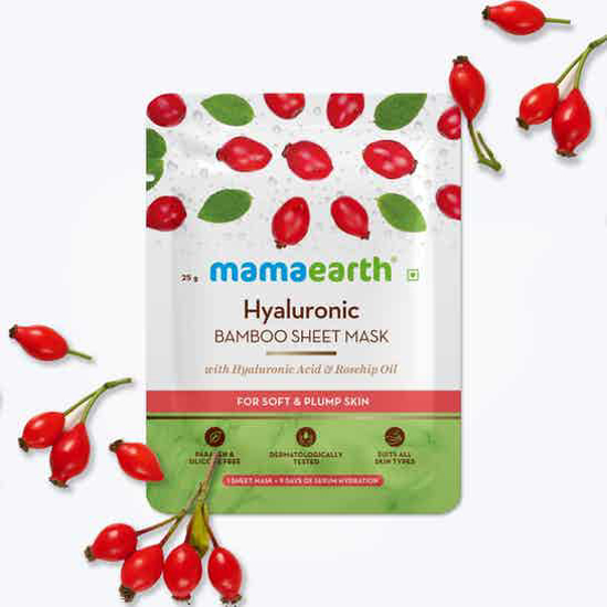 Picture of Mamearth Hyaluronic Bamboo Sheet Mask with Rosehip Oil for Soft and Plump Skin - 25 gm
