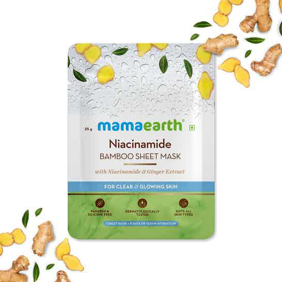 Picture of Mamaearth Niacinamide Bamboo Sheet Mask with Niacinamide & Ginger Extract - 25G