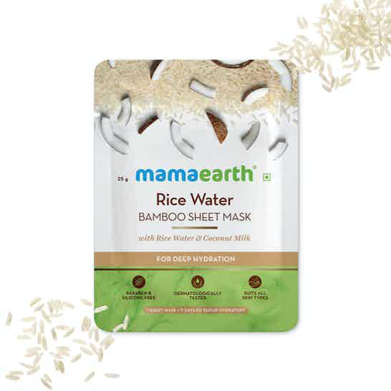Picture of Mamaearth Rice Water Bamboo Sheet Mask with Rice Water & Coconut Milk - 25G