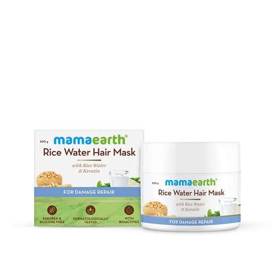 Picture of Mamaearth Rice Water Hair Mask with Rice Water and Keratin For Smoothening Hair and Damage Repair - 200 g