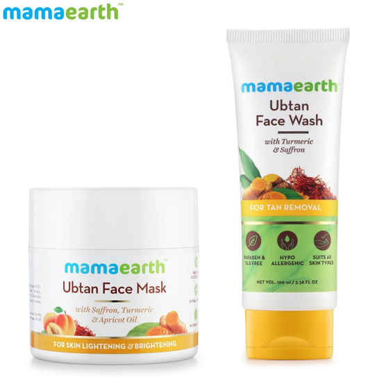 Picture of Mamaearth Skin Lightening and Brightening Combo : Ubtan Facemask - 100ml and Ubtan Facewash - 100ml